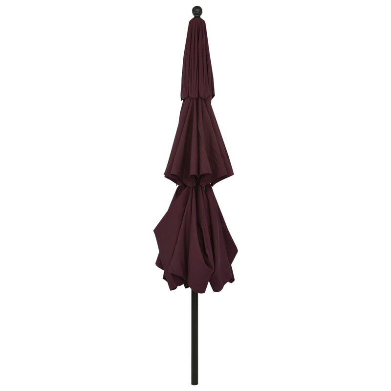 Parasol 3-laags met aluminium paal 3,5 m bordeauxrood