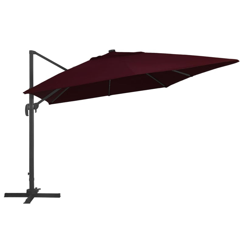 Zweefparasol met LED-verlichting 400x300 cm bordeauxrood