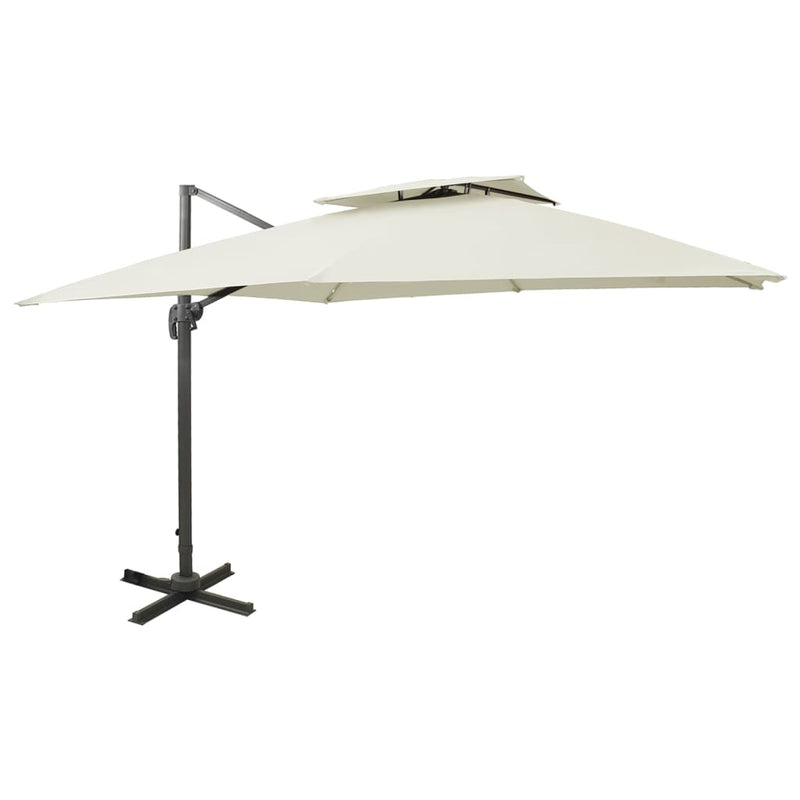 Zweefparasol met dubbel dak 300x300 cm zandkleurig