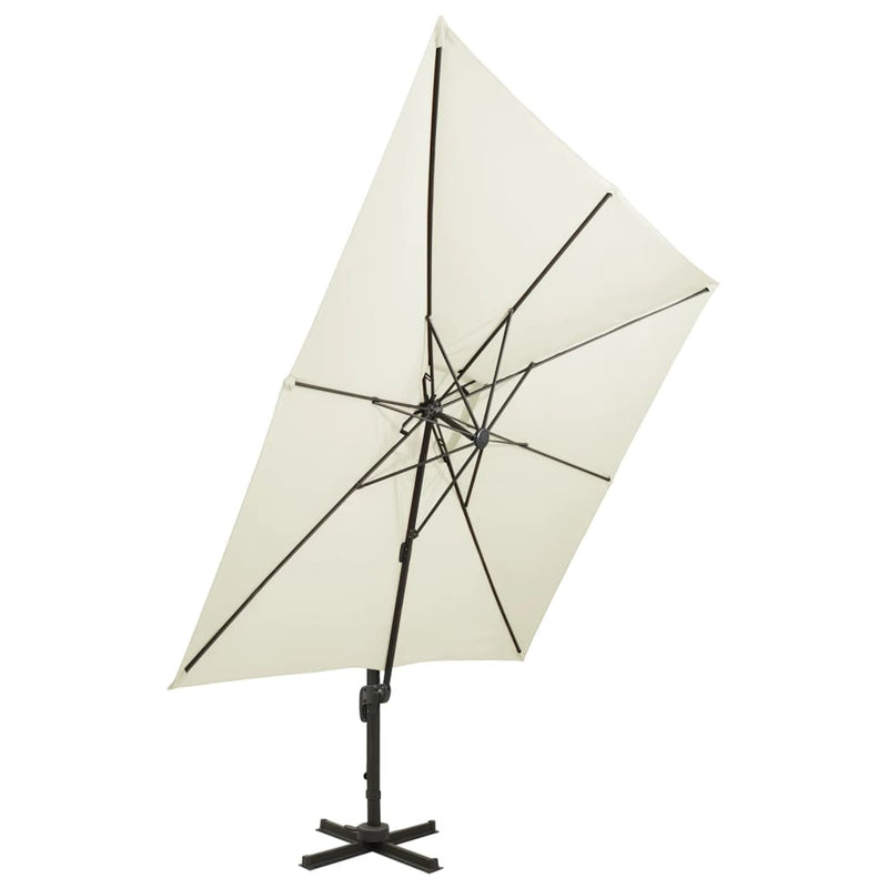 Zweefparasol met dubbel dak 300x300 cm zandkleurig