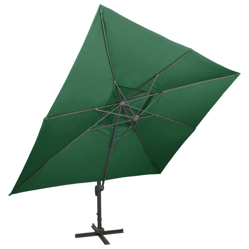 Zweefparasol met dubbel dak 400x300 cm groen