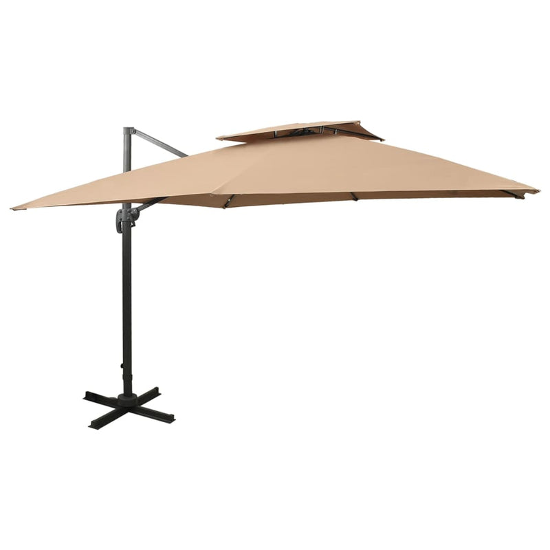 Zweefparasol met dubbel dak 300x300 cm taupe