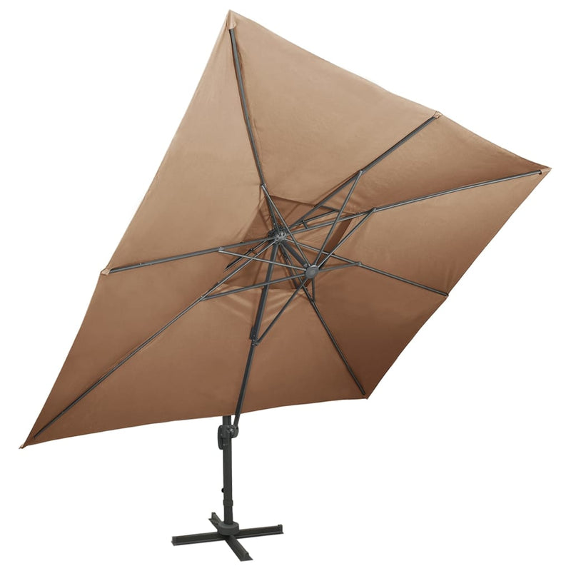 Zweefparasol met dubbel dak 400x300 cm taupe