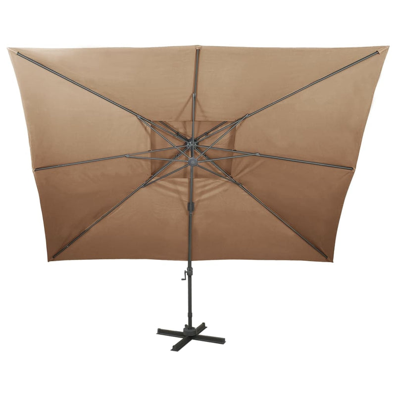 Zweefparasol met dubbel dak 400x300 cm taupe