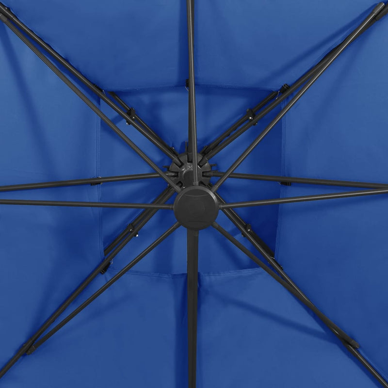 Zweefparasol met dubbel dak 300x300 cm azuurblauw