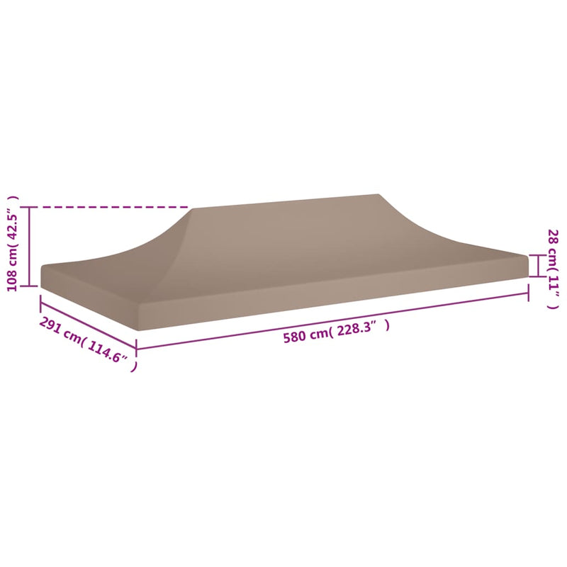 Partytentdak 270 g/m² 6x3 m taupe