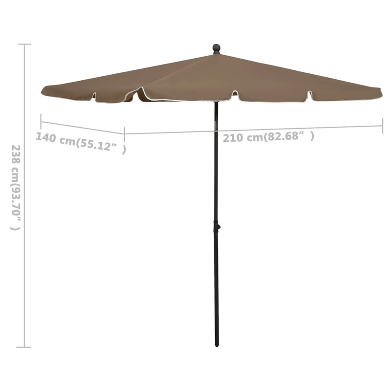 Parasol met paal 210x140 cm taupe