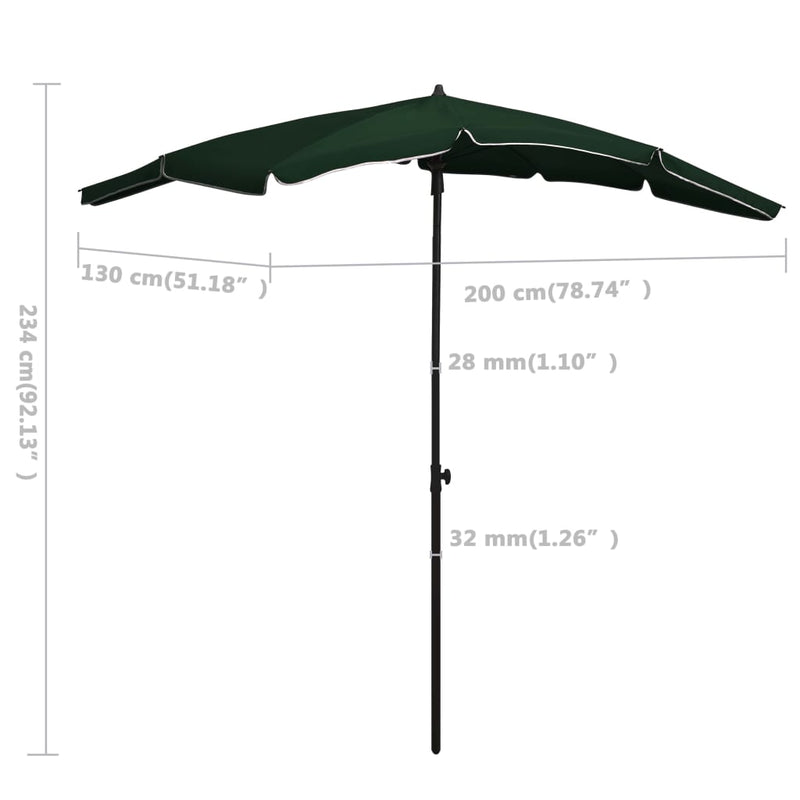 Parasol met paal 200x130 cm groen