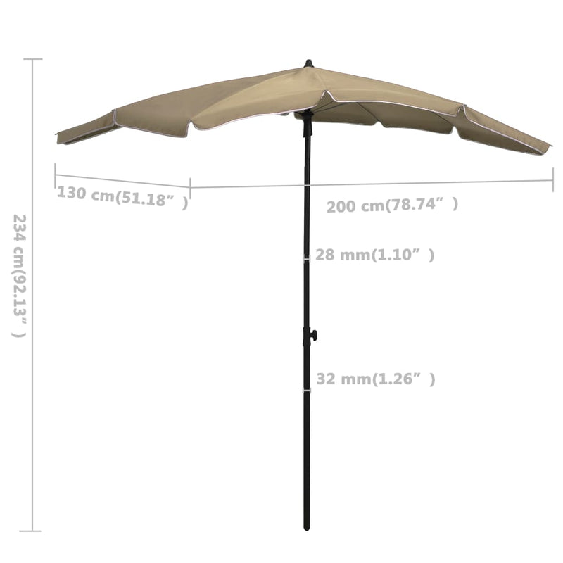 Parasol met paal 200x130 cm taupe