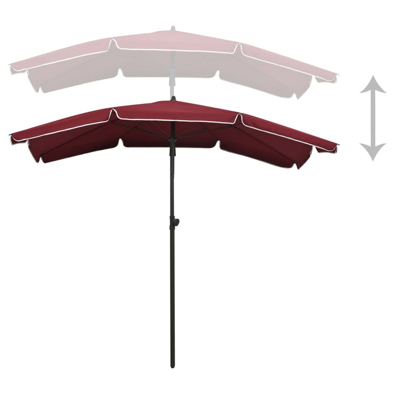 Parasol met paal 200x130 cm bordeauxrood