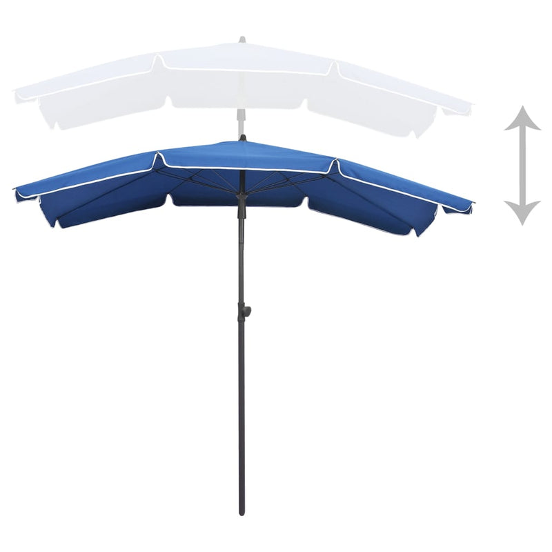 Parasol met paal 200x130 cm azuurblauw