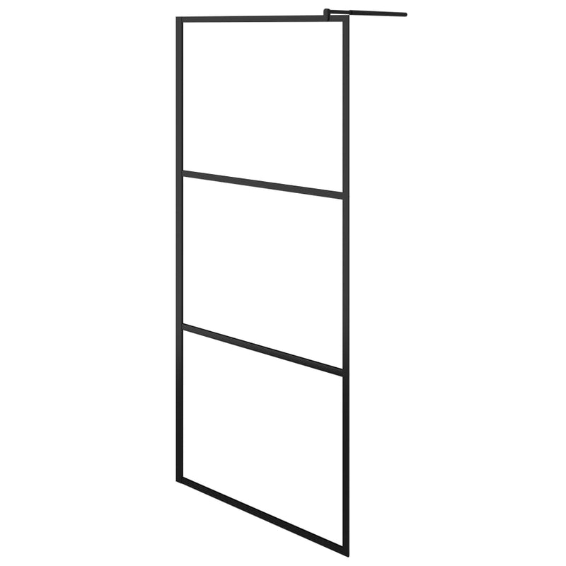 Inloopdouchewand transparant 100x195 cm ESG-glas zwart