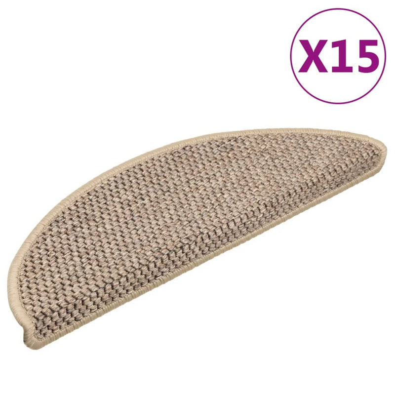 Trapmatten zelfklevend 15 st sisal-look 56x17x3 cm donkerbeige