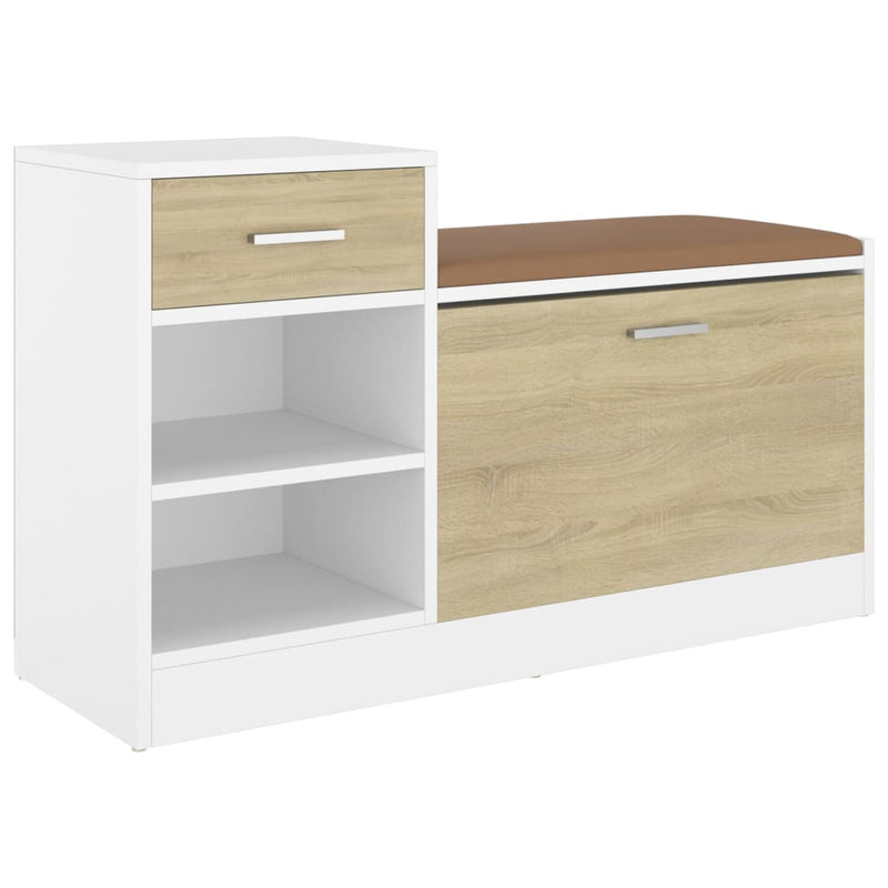 Schoenenbank 94,5x31x57 cm bewerkt hout wit sonoma eikenkleurig