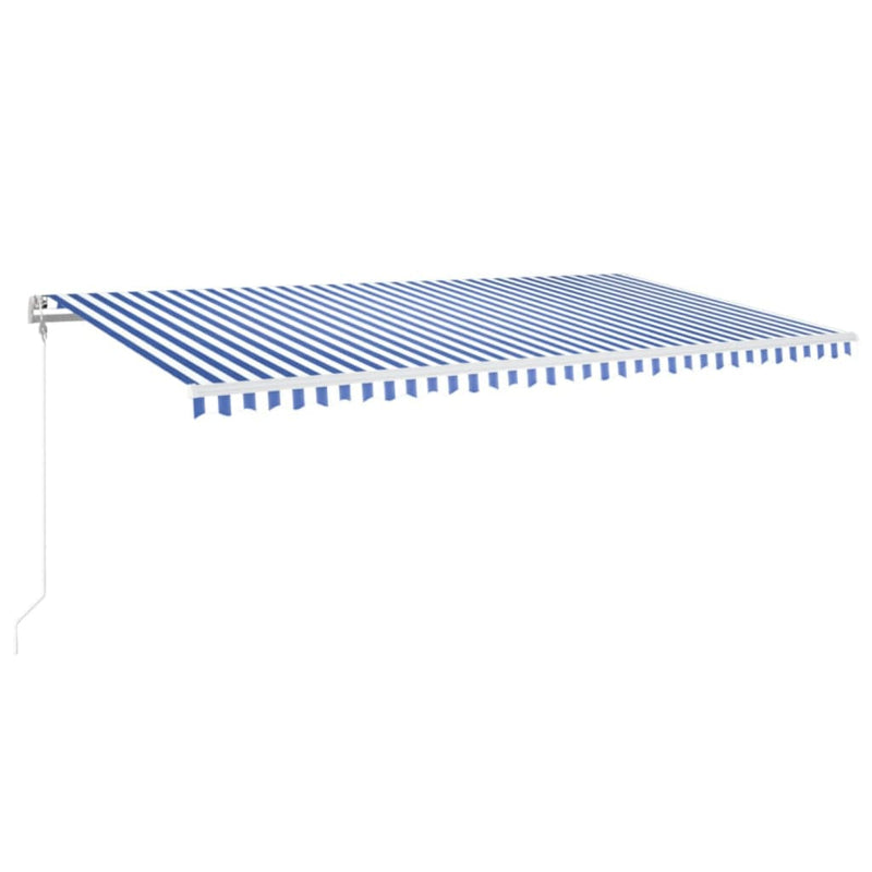 Luifel automatisch met LED en windsensor 600x350 cm blauw wit