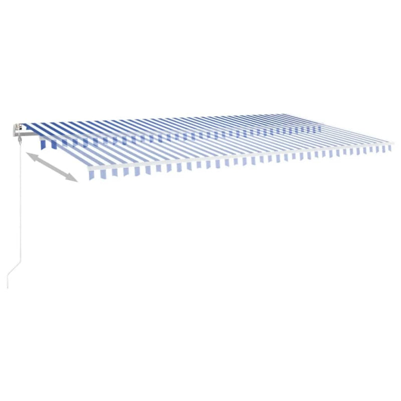 Luifel automatisch met LED en windsensor 600x350 cm blauw wit