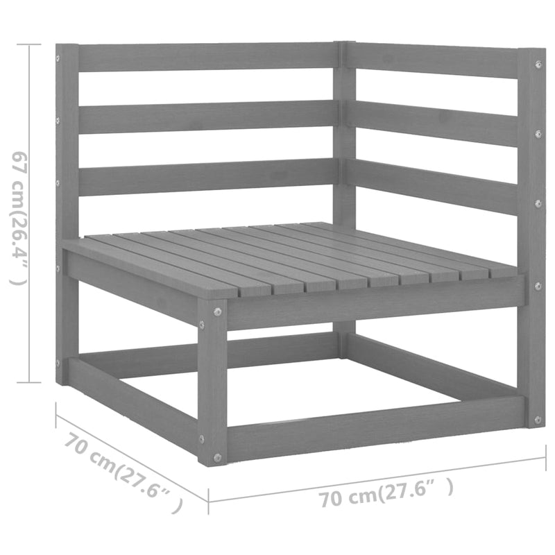 10-delige Loungeset massief grenenhout grijs