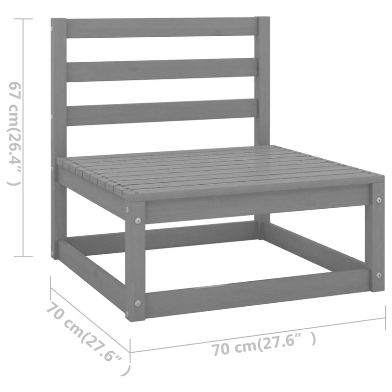 10-delige Loungeset met kussens massief grenenhout grijs