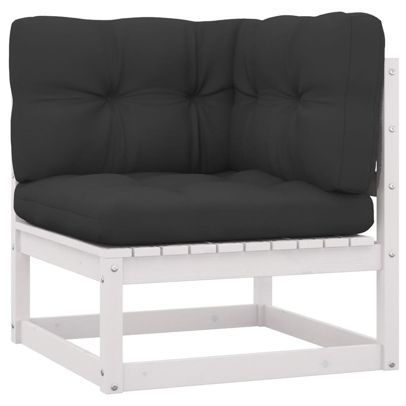 10-delige Loungeset met kussens massief grenenhout wit