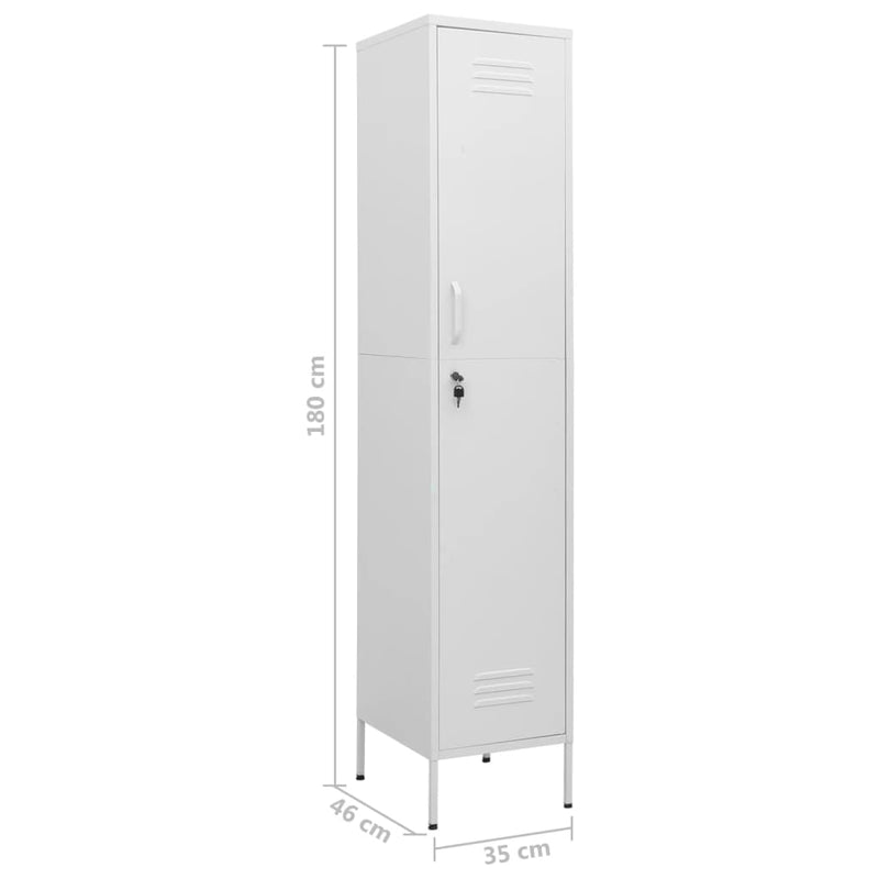 Lockerkast 35x46x180 cm staal wit