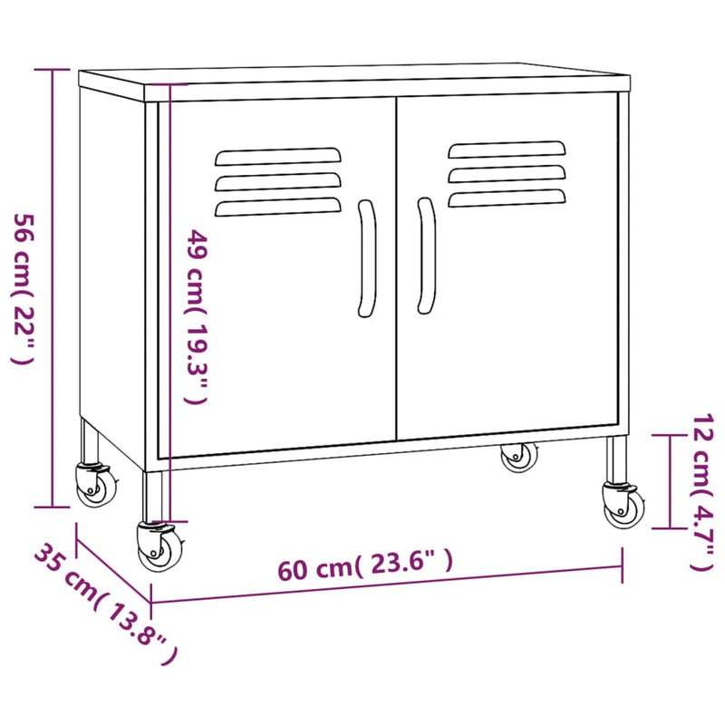 Opbergkast 60x35x56 cm staal roze