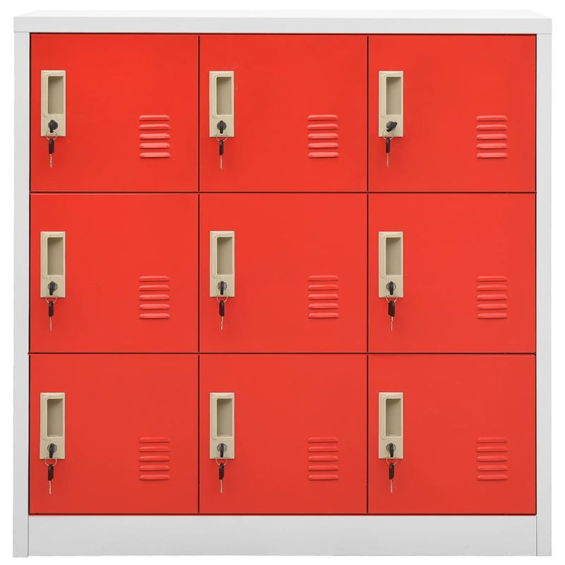 Lockerkast 90x45x92,5 cm staal lichtgrijs en rood