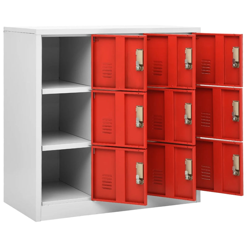 Lockerkast 90x45x92,5 cm staal lichtgrijs en rood