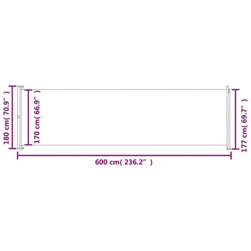 Tuinscherm uittrekbaar 180x600 cm rood