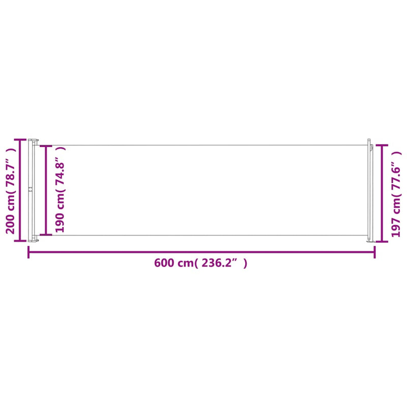 Tuinscherm uittrekbaar 200x600 cm rood