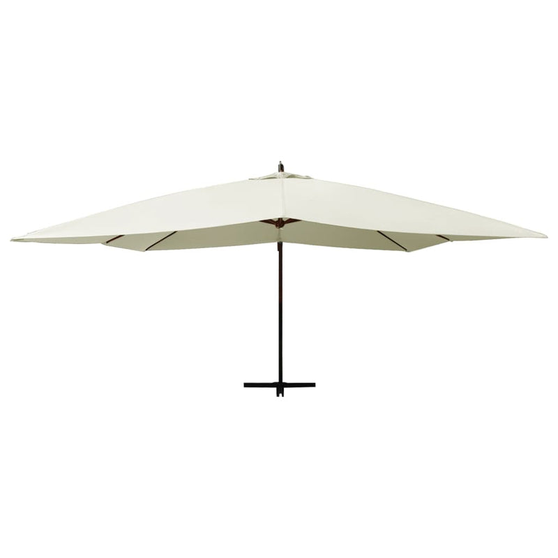 Zweefparasol met houten paal 400x300 cm zandwit