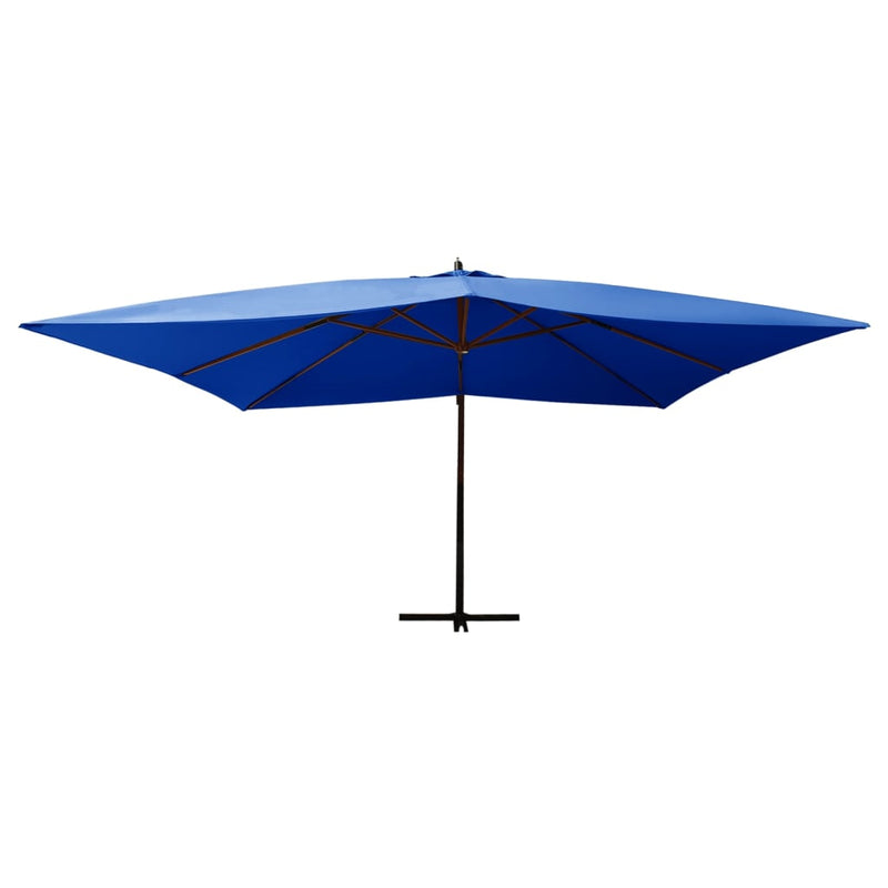 Zweefparasol met houten paal 400x300 cm azuurblauw