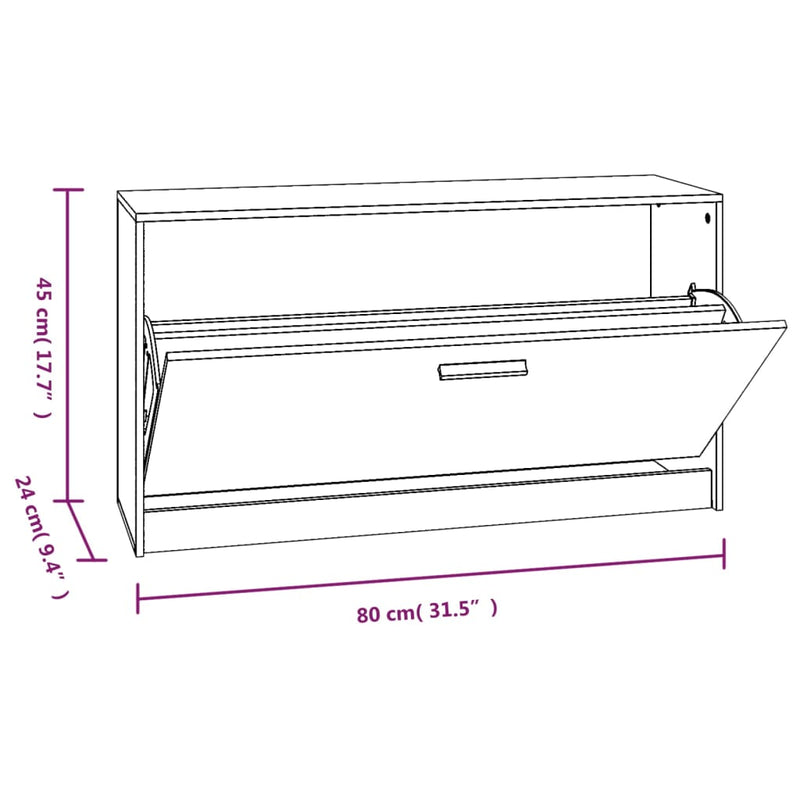 Schoenenbank 80x24x45 cm bewerkt hout betongrijs