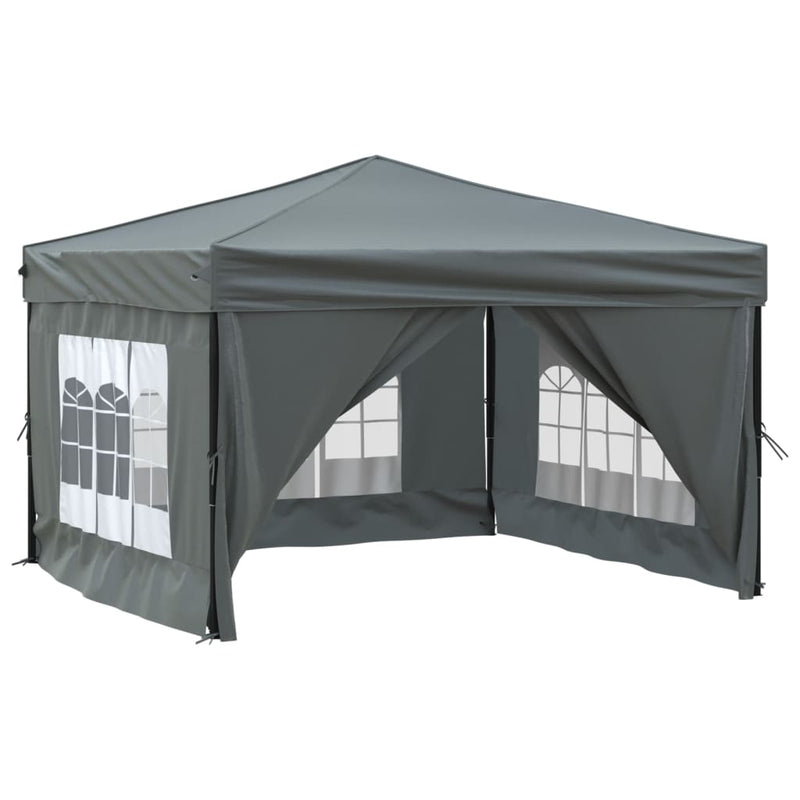 Partytent inklapbaar met zijwanden 3x3 m antracietkleurig