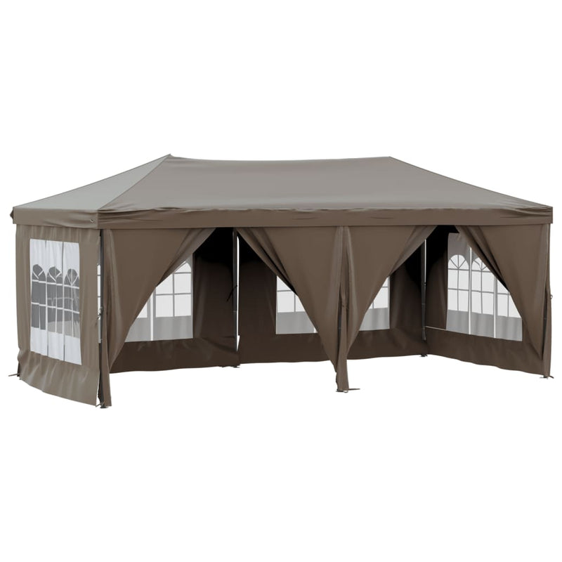 Partytent inklapbaar met zijwanden 3x6 m taupe