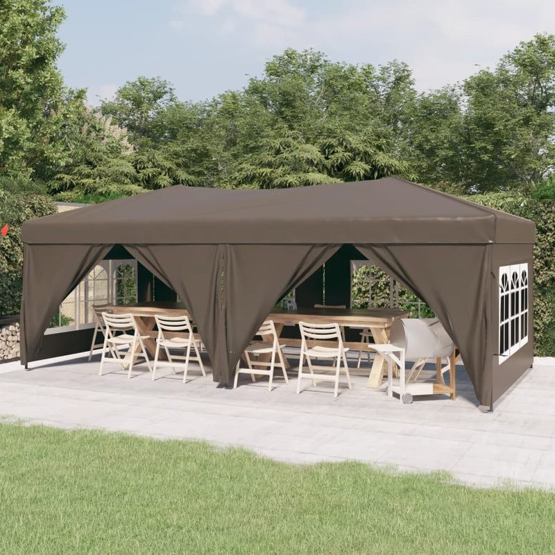 Partytent inklapbaar met zijwanden 3x6 m taupe