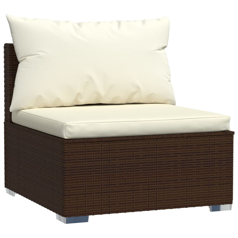 10-delige Loungeset met kussens poly rattan bruin