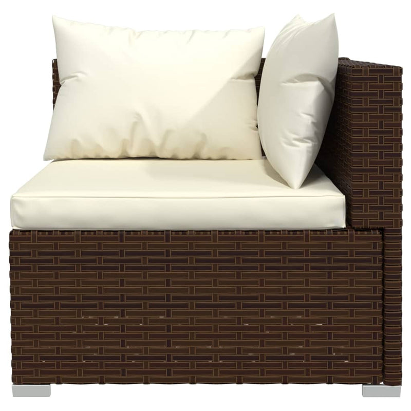 10-delige Loungeset met kussens poly rattan bruin