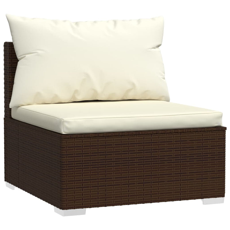 10-delige Loungeset met kussens poly rattan bruin