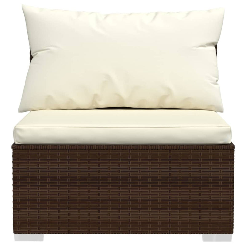 10-delige Loungeset met kussens poly rattan bruin