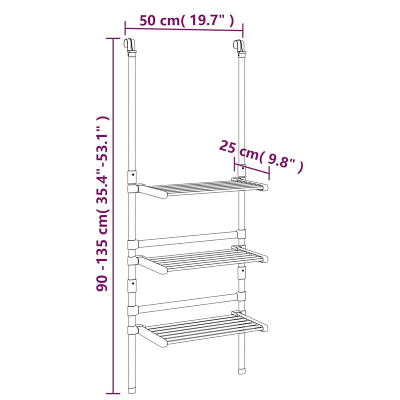 Droogrek 3-laags hangend aluminium