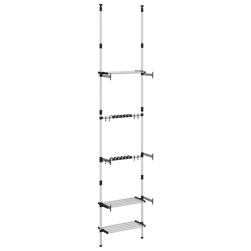 Tuinrek met 3 schappen telescopisch aluminium zilverkleurig