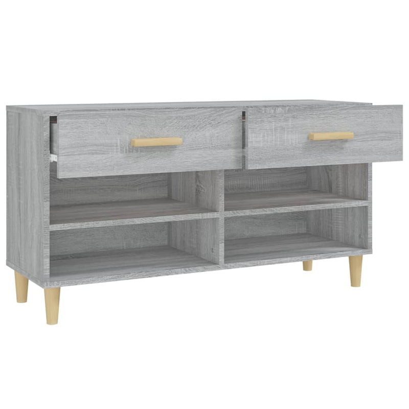 Schoenenkast 102x35x55 cm bewerkt hout grijs sonoma eikenkleur