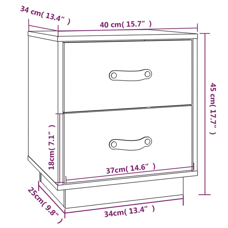  vidaXL Nachtkastjes 2 st 40x34x45 cm massief grenenhout honingbruin