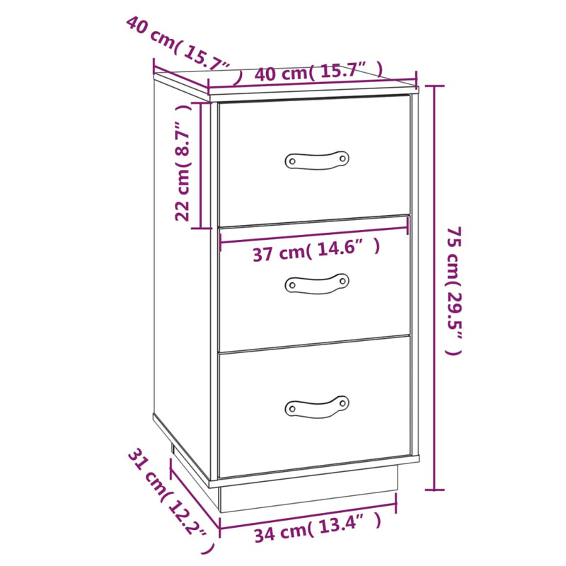  vidaXL Nachtkastjes 2 st 40x40x75 cm massief grenenhout wit