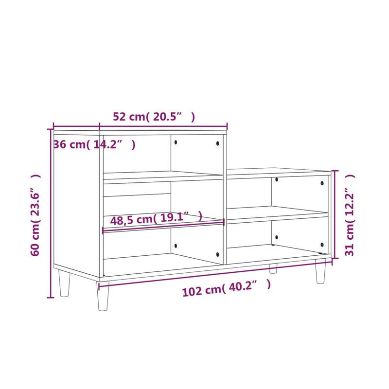 Schoenenkast 102x36x60 cm bewerkt hout wit