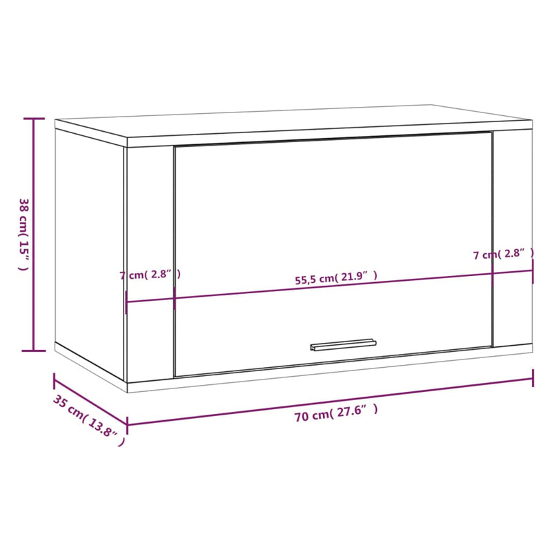 Wandschoenenkast 70x35x38 cm bewerkt hout betongrijs