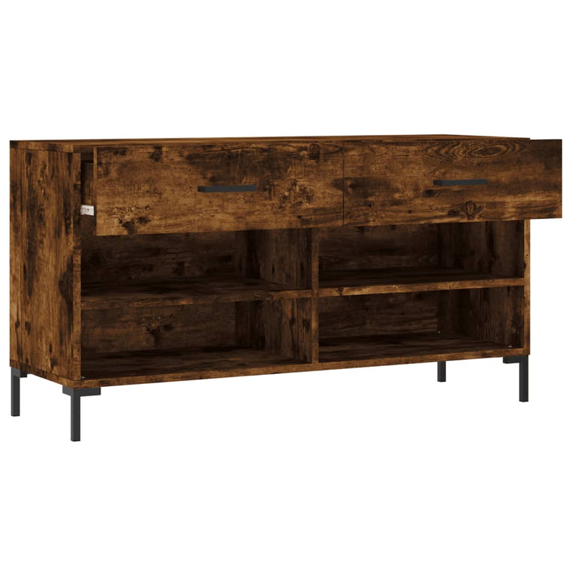 Schoenenbank 102x35x55 cm bewerkt hout gerookt eikenkleurig