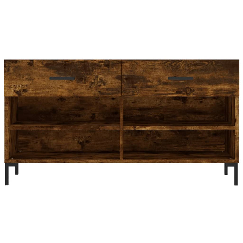 Schoenenbank 102x35x55 cm bewerkt hout gerookt eikenkleurig