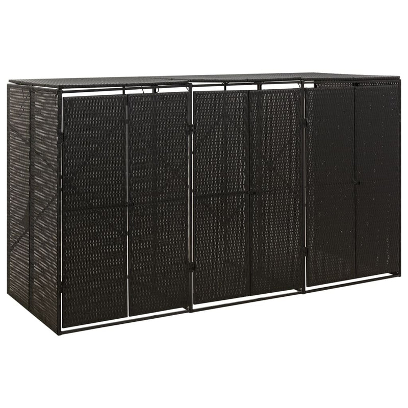 Containerberging driedubbel 207x80x117 cm poly rattan zwart