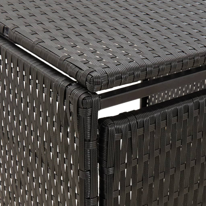 Containerberging driedubbel 207x80x117 cm poly rattan zwart